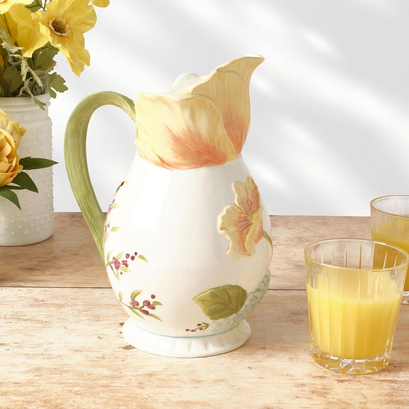 Fitz & Floyd Fitz and Floyd Meadow Floral Pitcher Vase, 2.5 Quart - Image 4